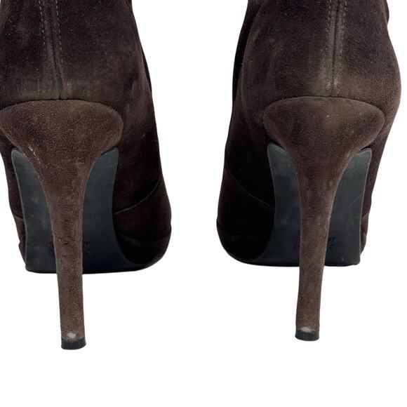 Stuart Weitzman Knee High Stretch Platform Boots SZ 9 Womens Brown Tall Stiletto - Picture 6 of 12